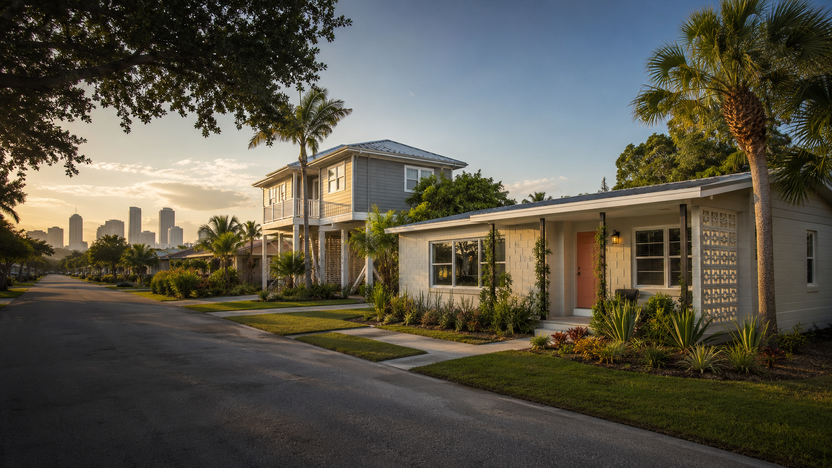 Renovated Tampa block home and elevated new construction